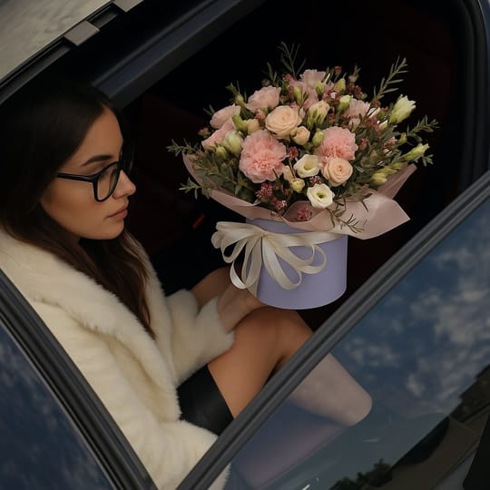 Квіти в коробці для коханої – доставка квітів у Київ