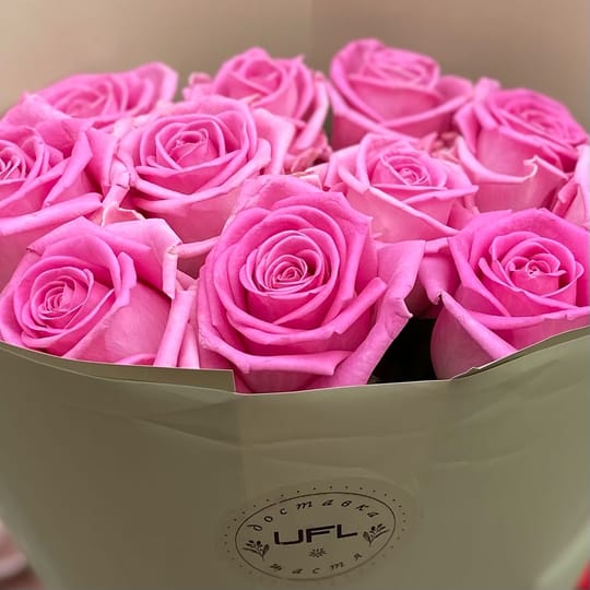 11 рожевих троянд – доставка квітів у Київ